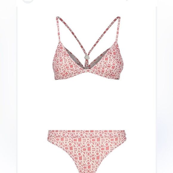 Moncler Monogram Logo 2-Piece Bikini Set Size XL NWT Pastel Pink Multi $520 - Picture 6 of 12